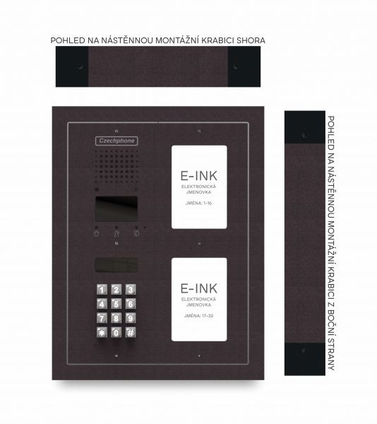 CZPHONE 4004093024 S elektronickým papírem (E-INK) FlatLine: MĚDĚNÁ - MELODY: klávesnice až 32 jmen