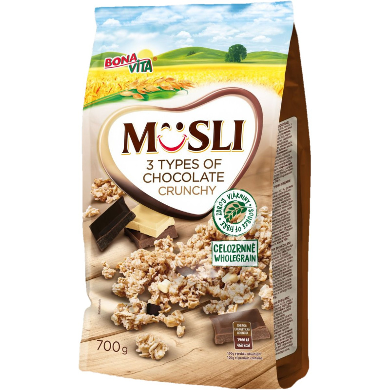 BONAVITA Müsli 3 druhy čokoládové 700 g