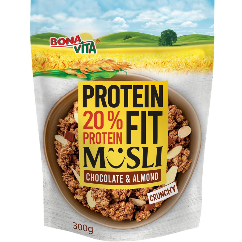 Bonavita Křupavé müsli s proteinem, čokoládou a mandlemi