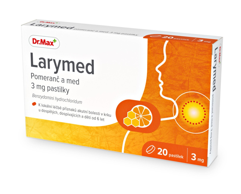 Dr. Max Larymed pomeranč a med 3 mg 20 pastilek