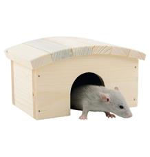 Domek dřevo křeček, myš obloukovitá střecha 14 x 10 x 8 cm 1 ks