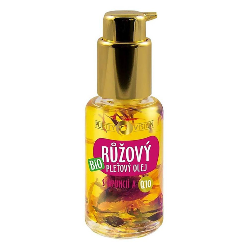 PURITY VISION Bio Růžový omlazující pleťový olej s opuncií, arganem, jojobou a Q10 45 ml