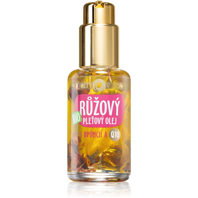 PURITY VISION Bio Růžový omlazující pleťový olej s opuncií, arganem, jojobou a Q10 45 ml