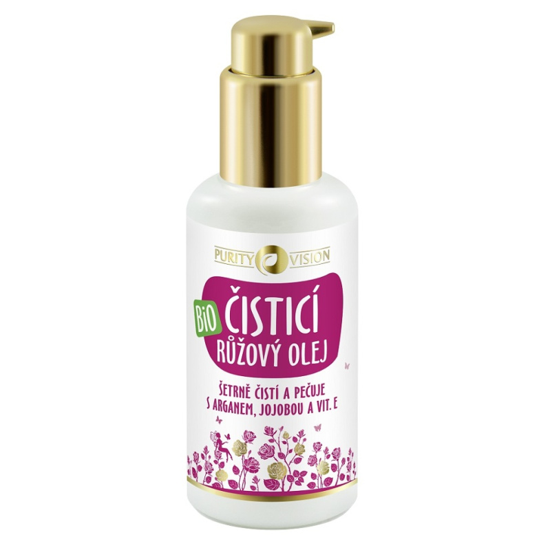 PURITY VISION BIO RŮŽOVÝ ČISTICÍ OLEJ S ARGANEM, JOJOBOU A VIT. E 100 ML