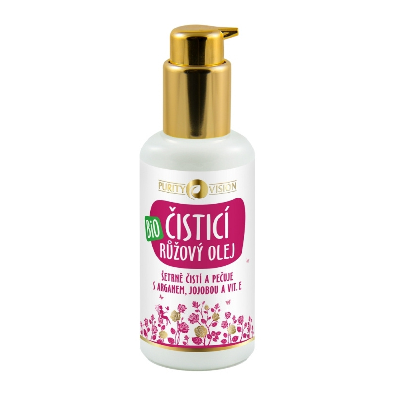 PURITY VISION BIO RŮŽOVÝ ČISTICÍ OLEJ S ARGANEM, JOJOBOU A VIT. E 100 ML