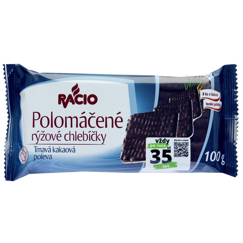 Racio Polomáčené rýžové tmavá kakaová poleva