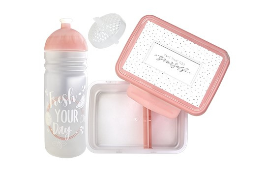 Set Zdravá lahev 0,7 l a Zdravá sváča Fresh růžová Zdravá láhev