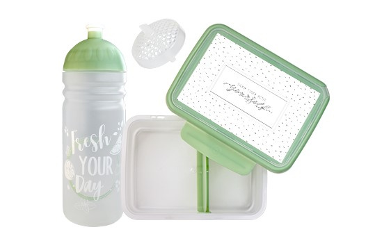 Set Zdravá lahev 0,7 l a Zdravá sváča Fresh olivová Zdravá láhev