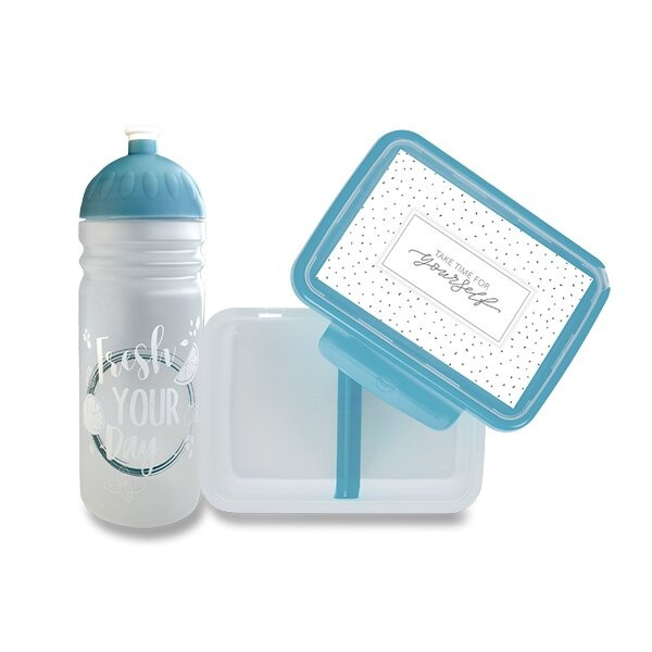 Set Zdravá lahev 0,7 l a Zdravá sváča Fresh šedomodrá Zdravá láhev