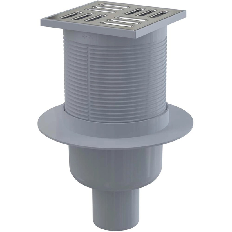 Alcadrain Podlahová vpust 105x105/50 mm přímá mřížka nerez zápachová uzávěra