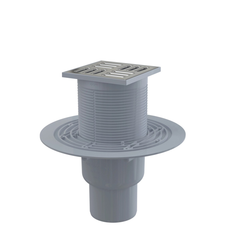 Alcadrain Podlahová vpust 105x105/50/75 mm přímá mřížka nerez zápachová uzávěra