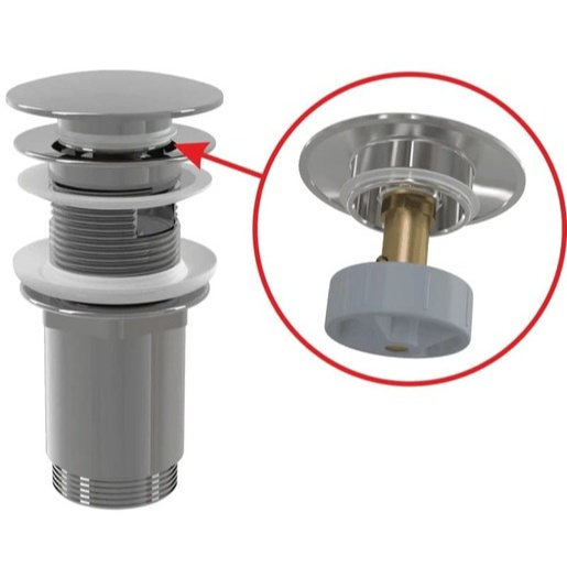 Výpust umyvadlová CLICK/CLACK Alca A392C 5/4" s přepadem, velká zátka