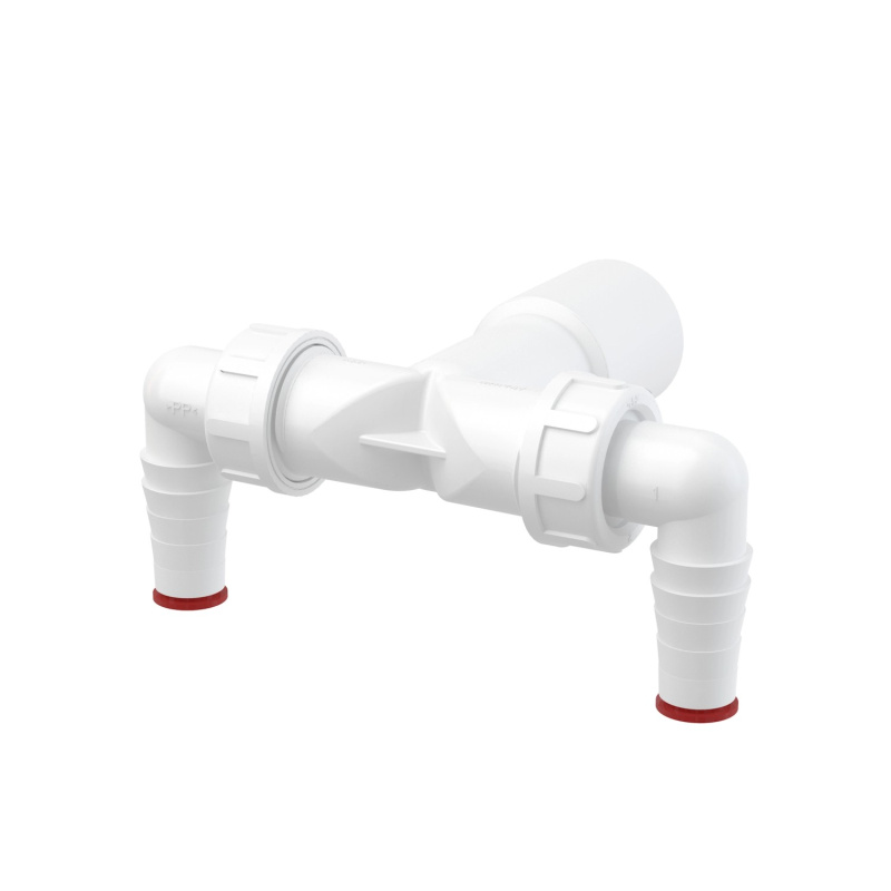 Alcadrain Dvojité kolínko DN40/32 / 17-23 se zpětnými klapkami