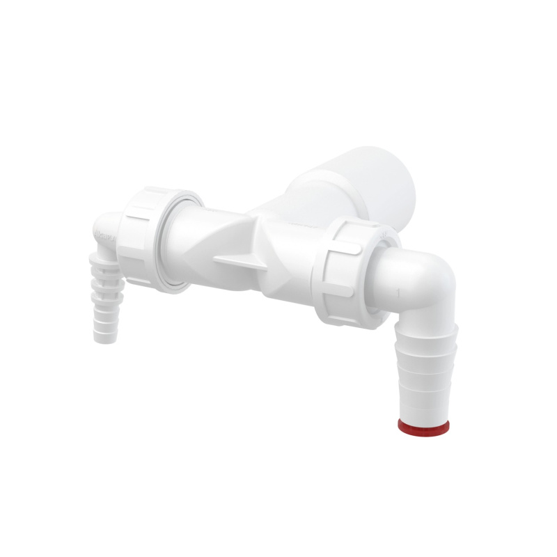 Alcadrain Dvojité kolínko DN40/32 / 8-23 se zpětnými klapkami