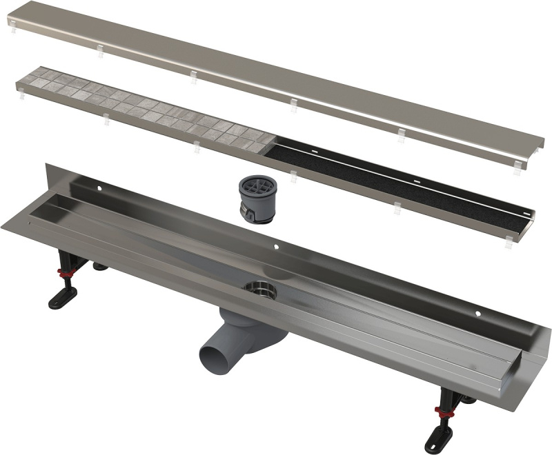 Sprchový žlab Alca DOUBLE9 FIT AND GO ke stěně 75 cm nerez APZ23DOUBLE9750