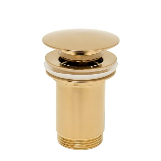 Výpust umyvadlová Alca CLICK/CLACK 5/4" celokovová s přepadem, velká zátka zlatá matná A392-G-B