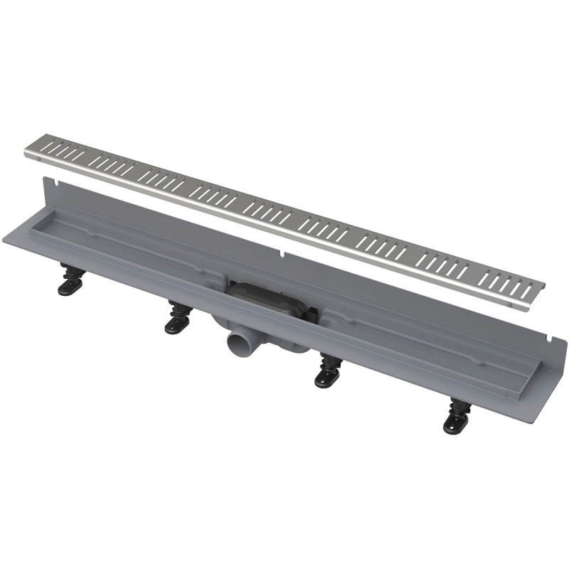 Podlahový žlab s okrajem pro perfor. rošt, s pevným límcem ke stěně APZ30-650M