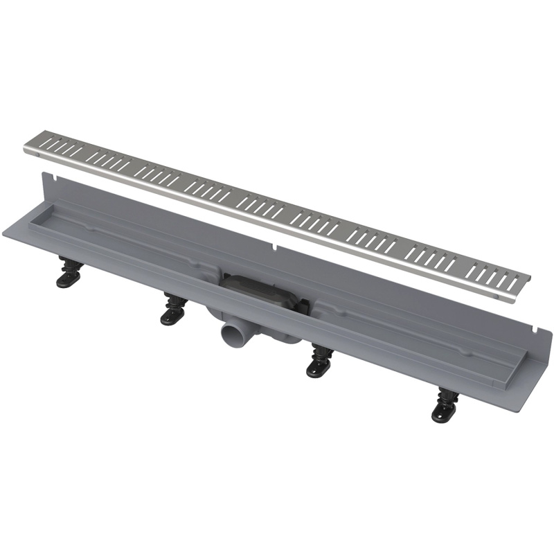 Podlahový žlab s okrajem pro perfor. rošt, s pevným límcem ke stěně APZ30-750M