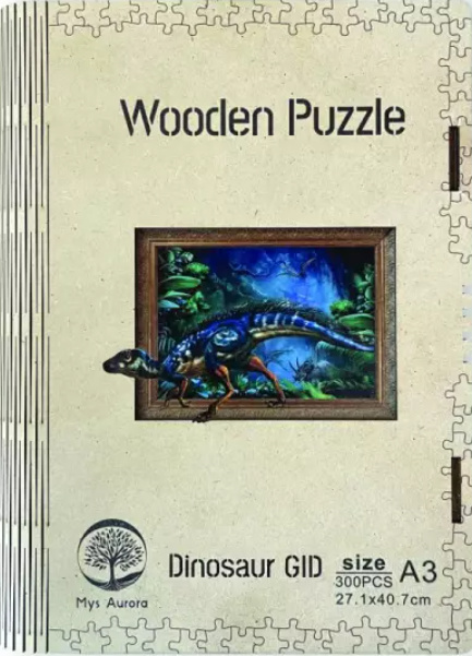 Wooden puzzle Dinosaur A3 GID - svítící ve tmě