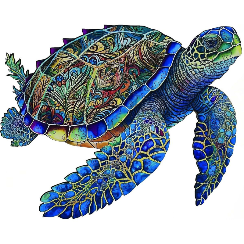 Wooden puzzle Green Turtle A4