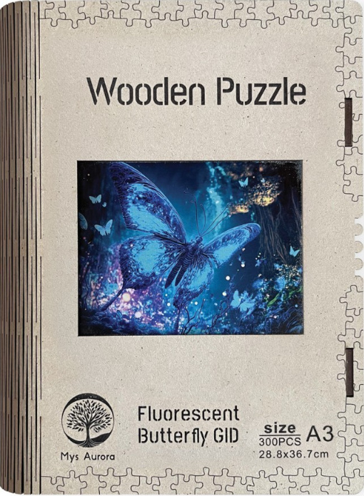 Epee Wooden puzzle Fluorescent Butterfly A3 GID - svítící ve tmě