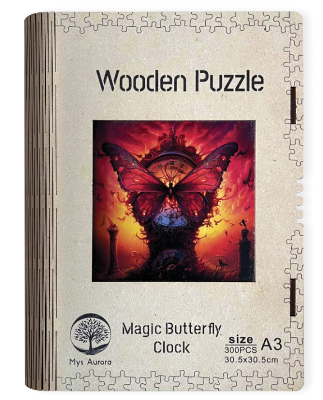 WOODEN Dřevěné magické motýlí hodiny 300 dílků