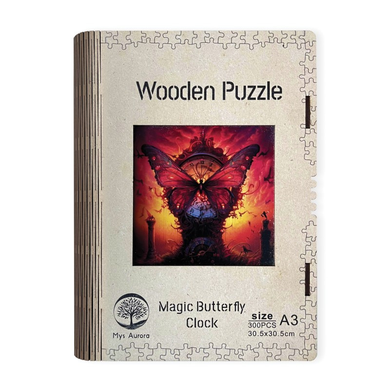 WOODEN Dřevěné magické motýlí hodiny 300 dílků