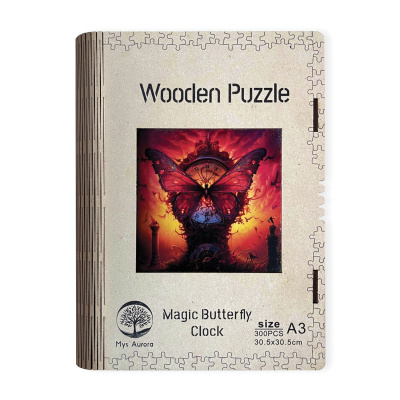 WOODEN Dřevěné magické motýlí hodiny 300 dílků
