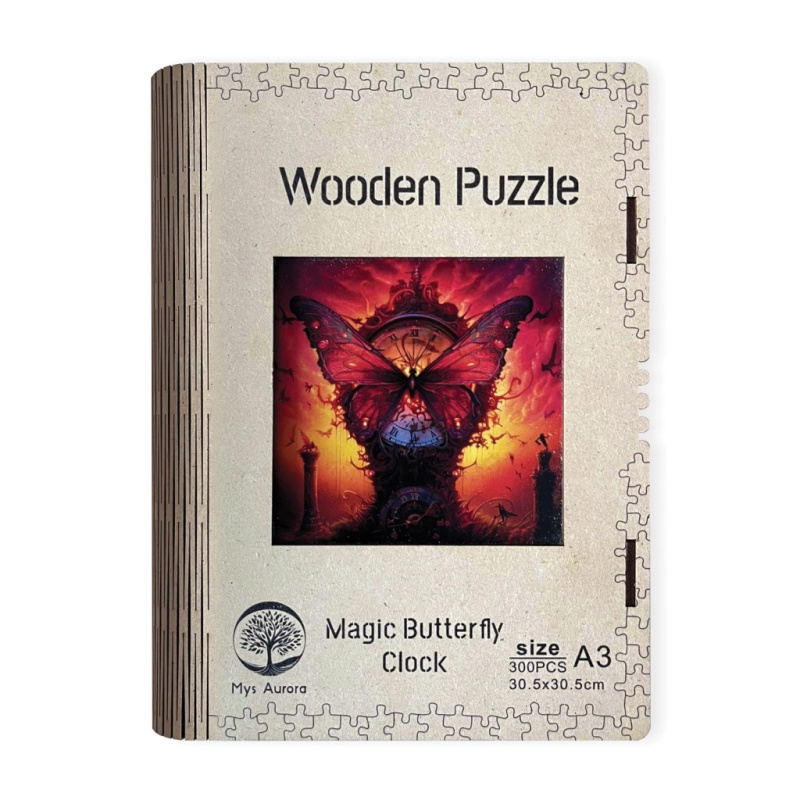 WOODEN Dřevěné magické motýlí hodiny 300 dílků