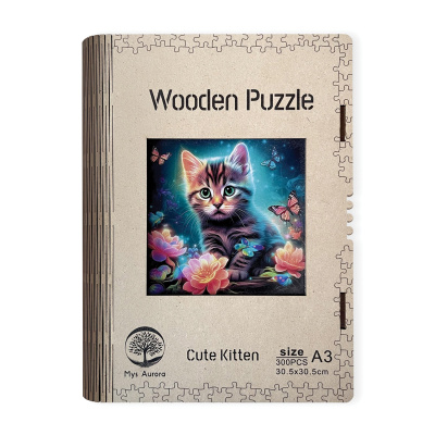 Epee Wooden puzzle Cute Kitten A3
