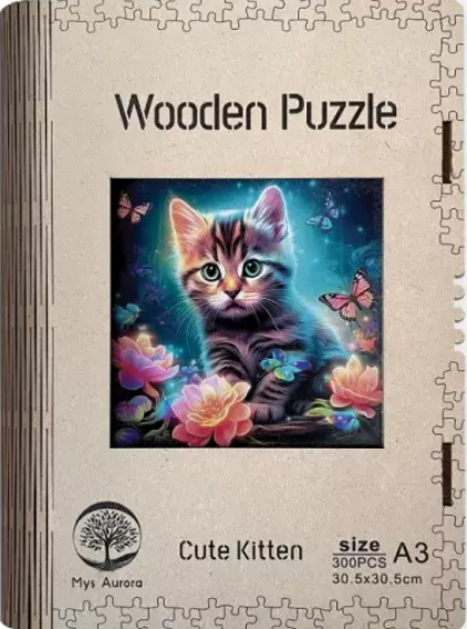Epee Wooden puzzle Cute Kitten A3