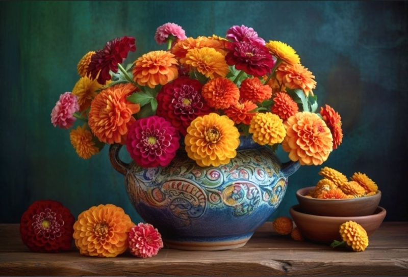 Epee Wooden puzzle Chrysanthemum Bouquet A3