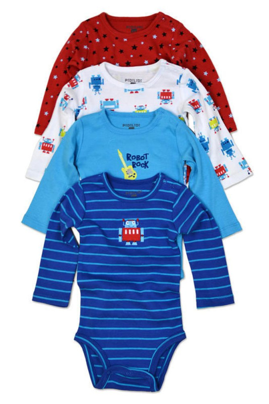 body kojenecké 4pack, s dlouhým rukávem, Pidilidi, PD1004, kluk - 74/80 | 9-12m