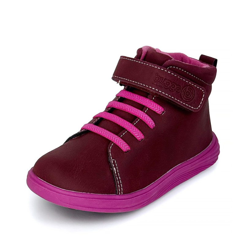 Dívčí celoroční barefoot boty Bugga KAMA Burgundy B00200-07 - 29