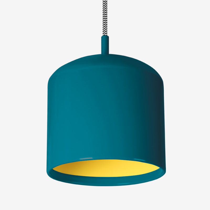 Lucis Závěsné svítidlo Juno E27, 100W ø28 cm, petrolejovo/žlutá