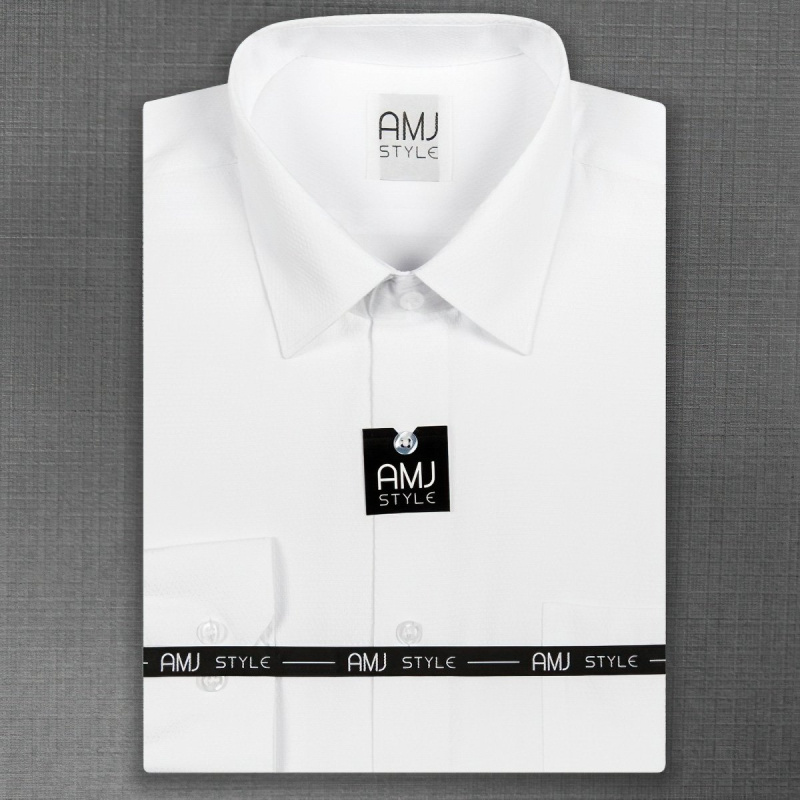 Pánská košile AMJ bílá s vetkávaným vzorem VDS838, dlouhý rukáv, slim fit, vel. 39