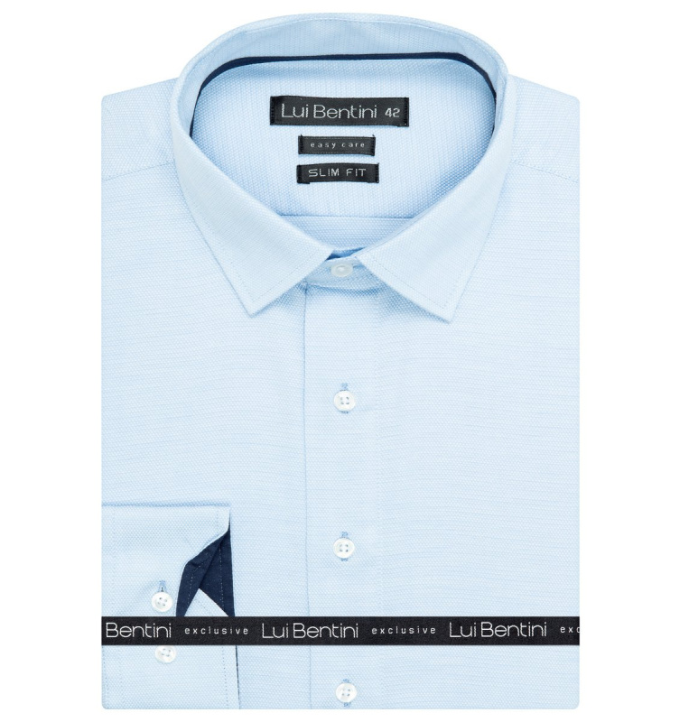 Pánská košile Lui Bentini, světle modrá vzorovaná LDS230, dlouhý rukáv, slim fit, vel. 42