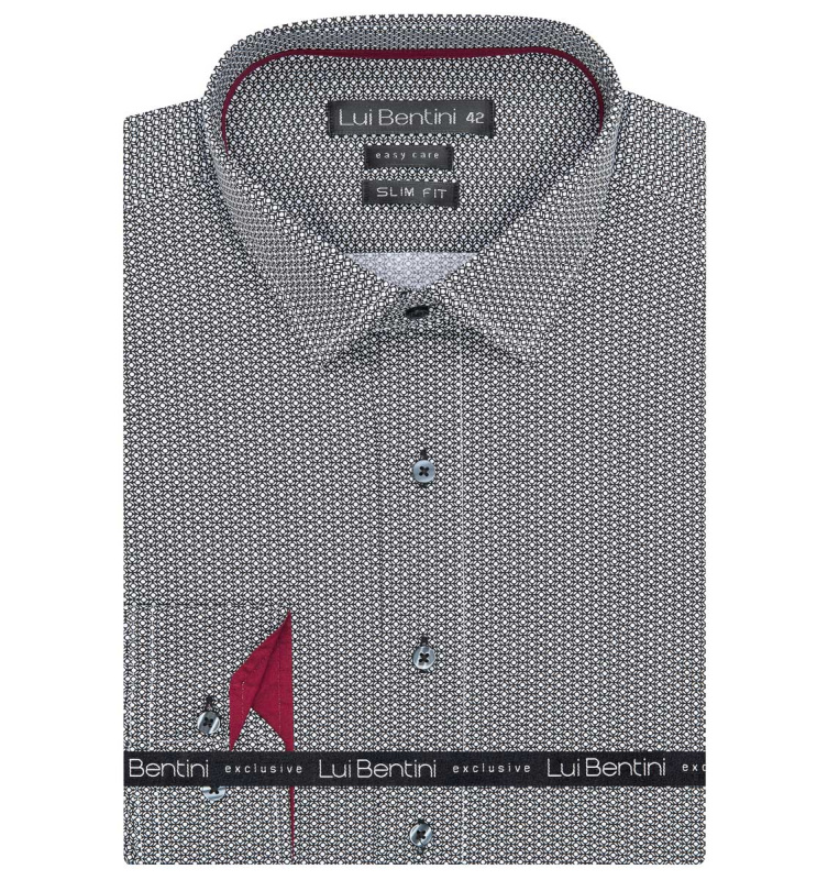 Pánská košile Lui Bentini, černo-bílá vzorovaná LDS232, dlouhý rukáv, slim fit, vel. 41