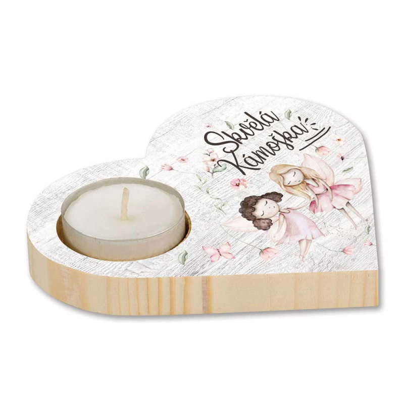 Dřevěný dekorační svícen pro skvělou kamarádku