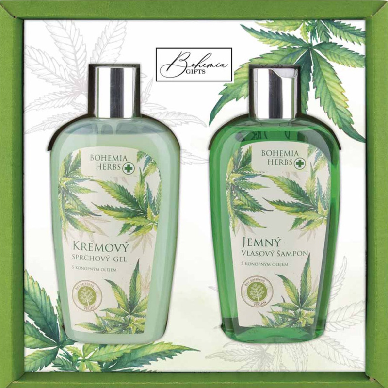 Bohemia Gifts Kosmetická sada - gel 250 ml a šampon 250 ml - konopí
