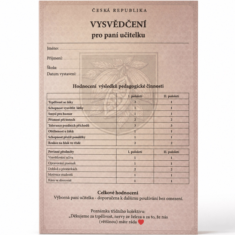 Vysvědčení pro učitelku - sada čokolád 6×25 g
