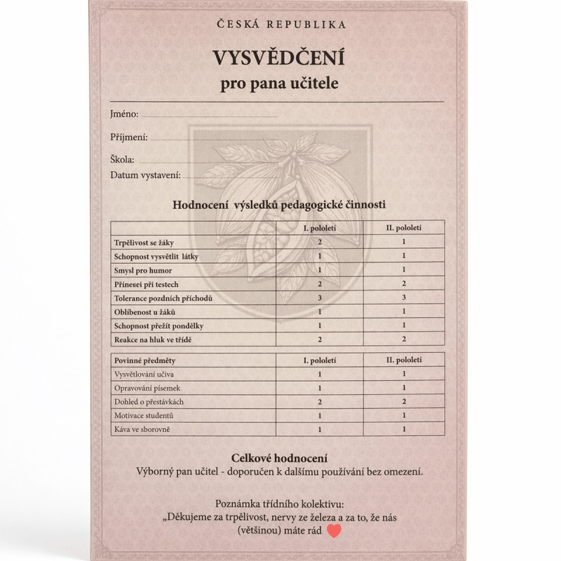 Vysvědčení pro učitele - sada čokolád 6×25 g
