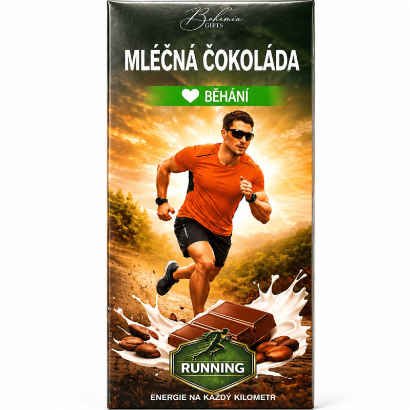 Dárková mléčná čokoláda 100 g BĚHÁNÍ (muž)