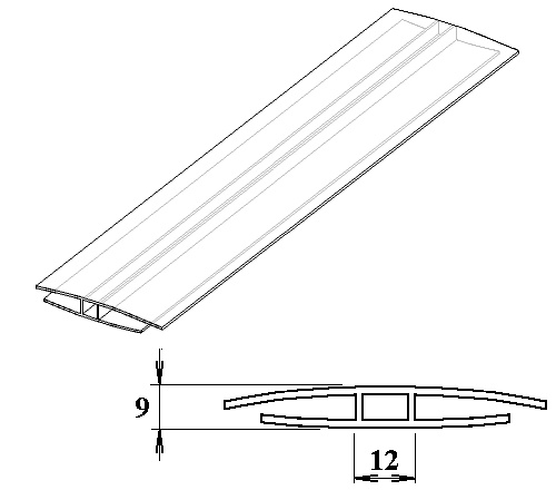 Polykarbonátový H-profil 6 mm 6m PK116-205