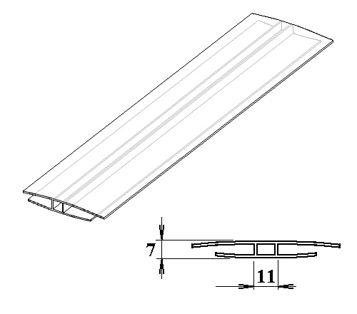 Polykarbonátový H-profil 4 mm 3m PK115-202