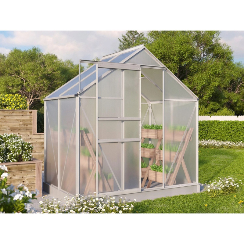 Vitavia Skleník GT 253 vč. základny, HKP 4 mm, stříbrná, 193 x 131 cm