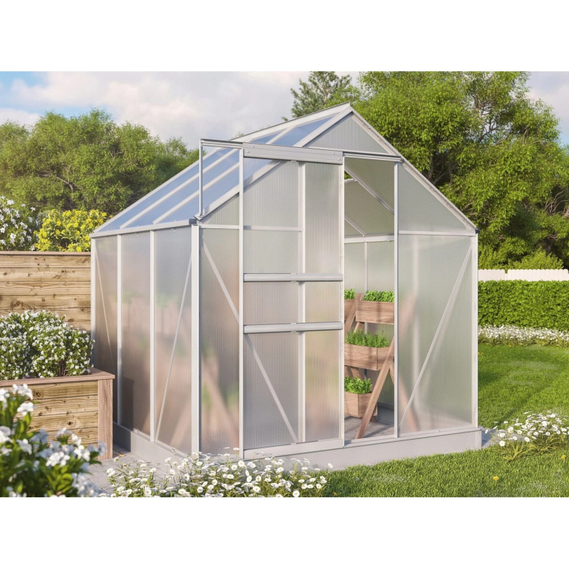 Vitavia Skleník GT 376 vč. základny, HKP 4 mm, stříbrná, 193 x 195 cm