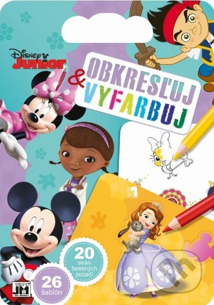 Obkresľuj a vyfarbuj: Disney Junior (26 šablón, 20 strán farebných pozadí) - kniha z kategorie Omalovánky