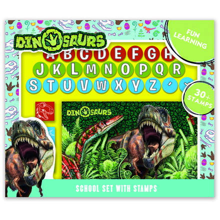 Školní set s razítky - Dinosauři