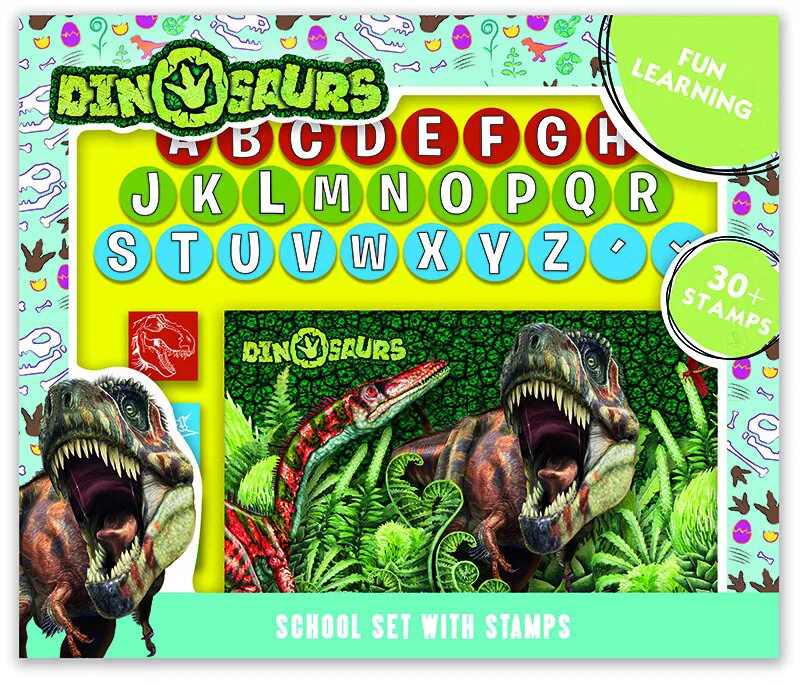 Školní set s razítky - Dinosauři